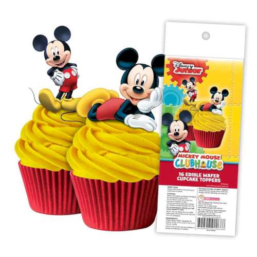 Edible Wafer Paper Cupcake Decorations - Mickey Mouse - Click Image to Close
